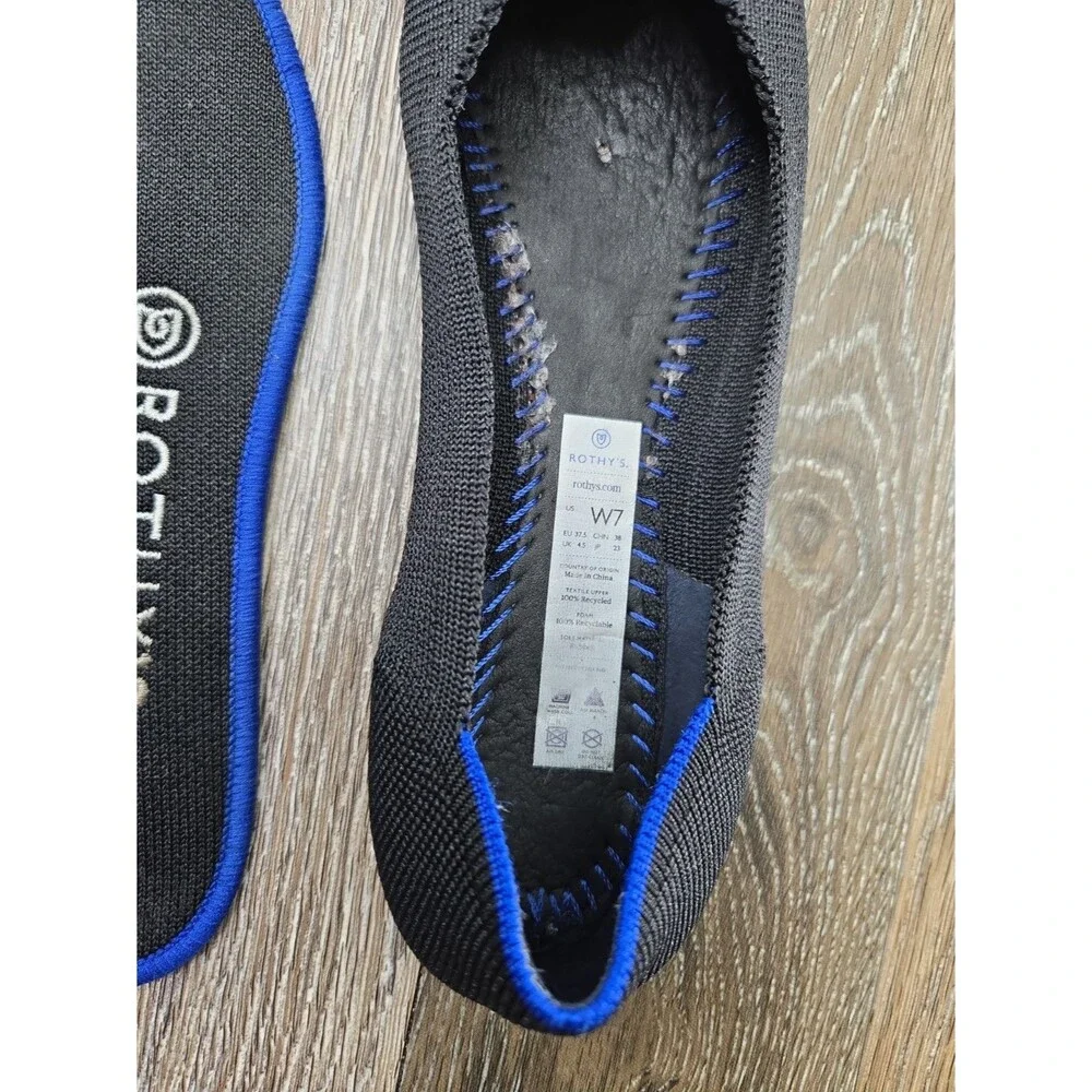 Rothy's The Point Flats Black Ballet Black Women's Size 7